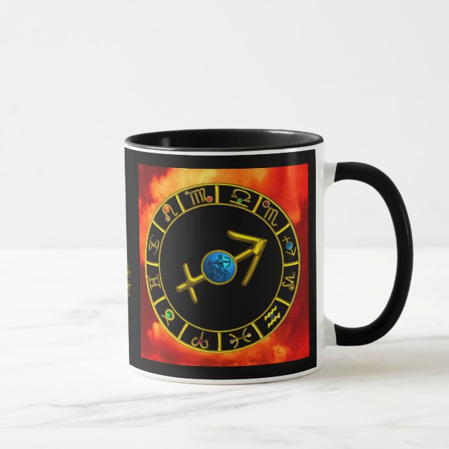 Tasse SAGITTARIUS Gold Blue Zodiac Jewel Astrology Chart (Droite)