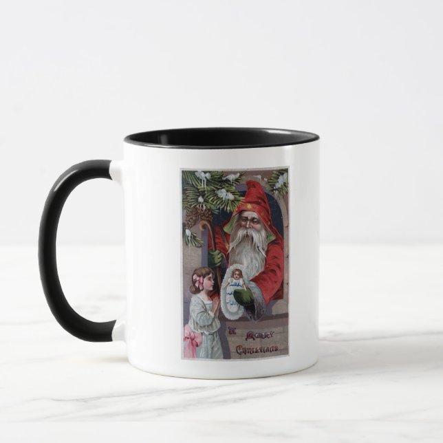 Tasse Salutation de NoëlPoupée de don de Noël (Gauche)