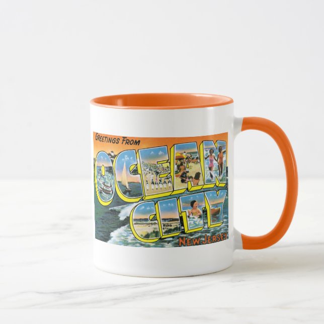 Tasse Salutations de la ville d'océan, NJ (Droite)