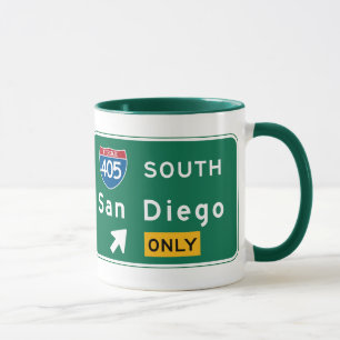 Tasse San Diego, panneau routier de CA