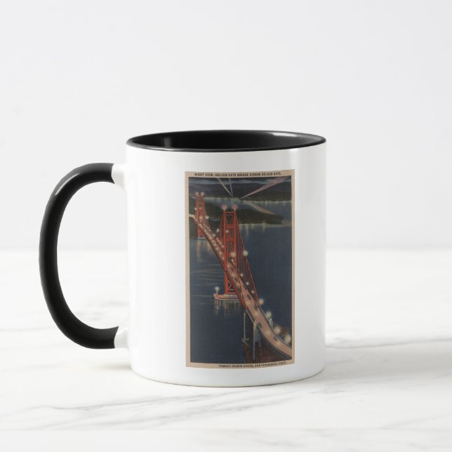 Tasse San Francisco, CA - Vue nocturne de Golden Gate (Gauche)