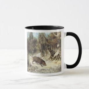 Tasse Sanglier dans la neige, signée comme Courbet