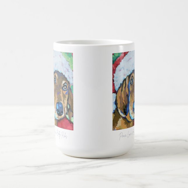Tasse Santa Dog Peace, Liebe und Bauch Rubs Coffee (Mittel)