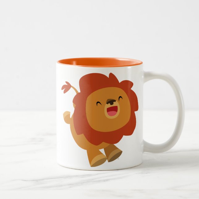 Tasse sautante mignonne de lion de bande dessinée (Droit)