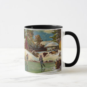 Tasse Scène américaine de Noël de la vie d'hiver