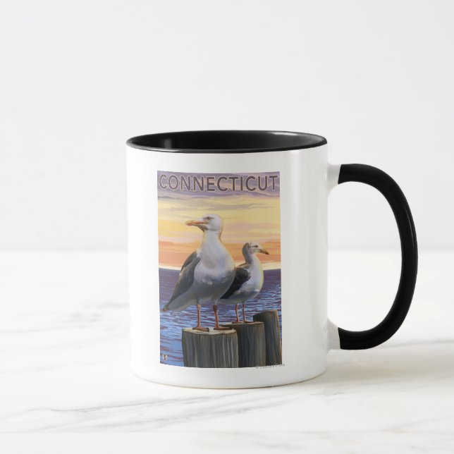 Tasse Scène de goélands marins du Connecticut (Droite)