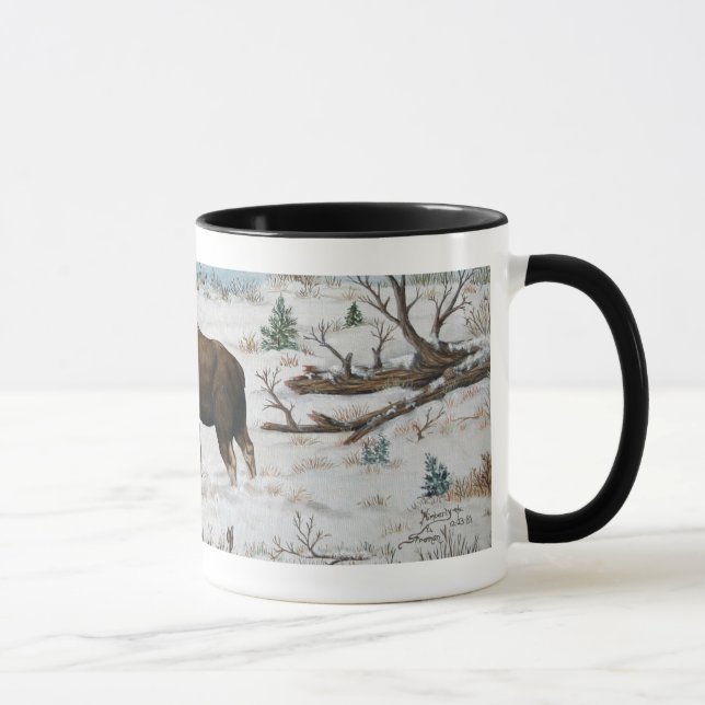 Tasse Scène de lutte d'art de faune d'orignaux de (Droite)
