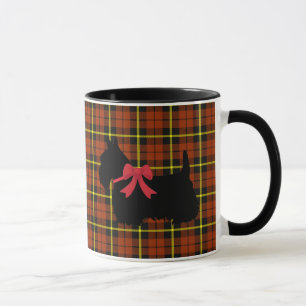 Tasse Scottish Terrier, Scotland dog, orange plaid