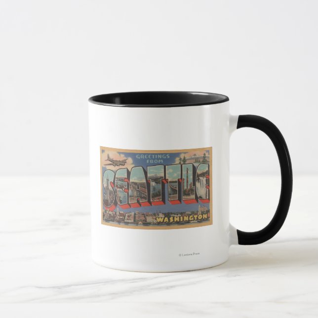 Tasse Seattle, WashingtonGrandes lettres Scènes 3 (Droite)