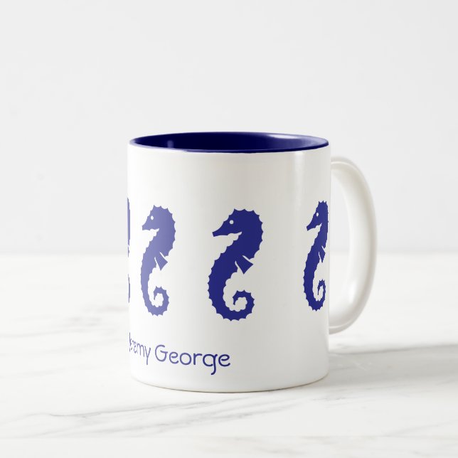 Tasse - Seepferde (marineblau) (VorderseiteRechts)