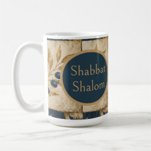 Tasse Shabbat Shalom - Judaica Rustique Bleu Or