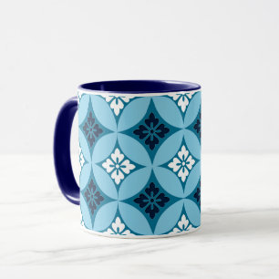 Tasse Shippo avec Motif Fleur, Bleu et Blanc