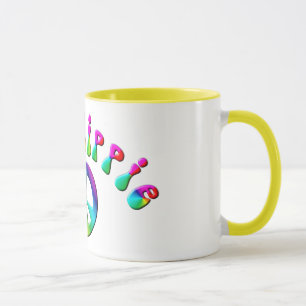 Tasse Signe de paix hippie d'arc-en-ciel de KRW vieux