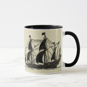 Tasse Silhouette de bateau avec les voiles se