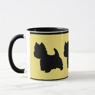 Tasse Silhouette de Westie sur fond jaune