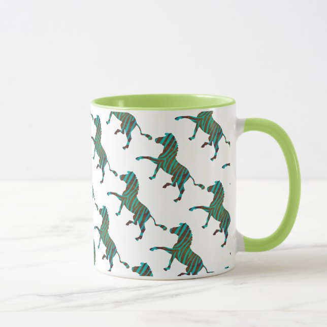 Tasse Silhouette d'impression Brown et Turquoise Zebra (Droite)