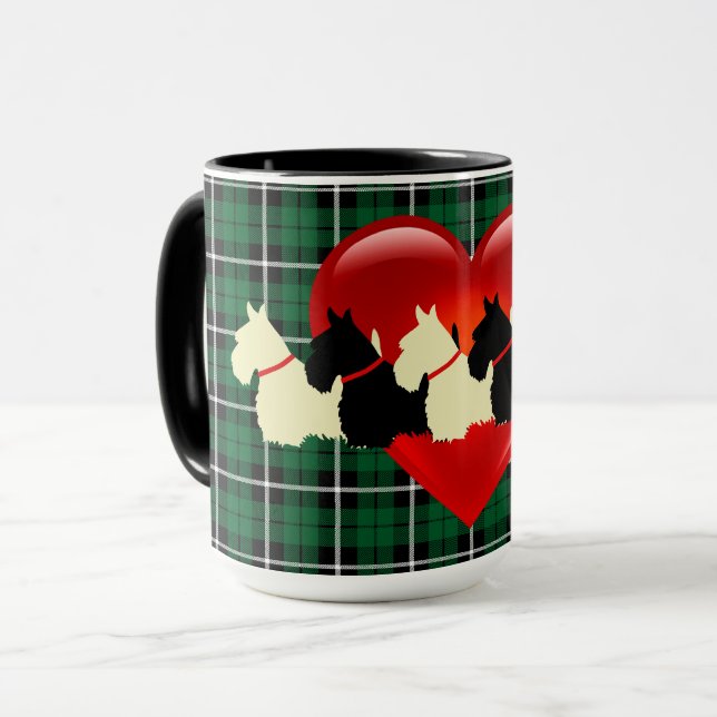 Tasse Silhouette écossaise Terrier, Kelly plaid vert (Devant gauche)