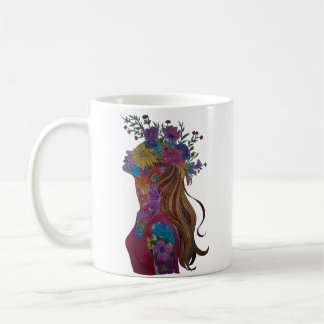 Tasse Silhouette Florale Femme Fleurie