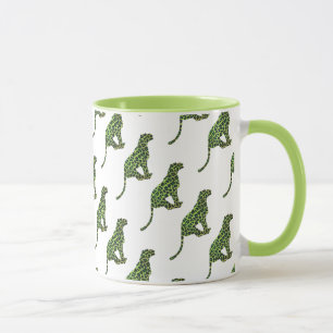 Tasse Silhouette léopard noir et vert