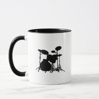 Tasse Silhouette noire et blanche de kit de tambour -