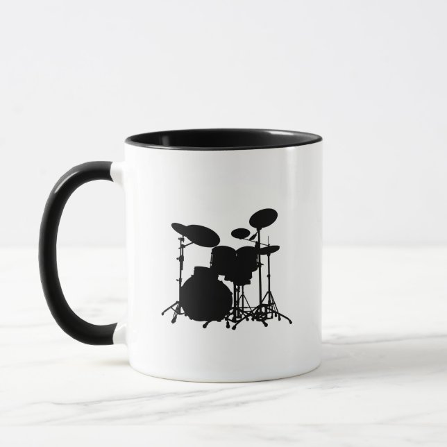 Tasse Silhouette noire et blanche de kit de tambour - (Gauche)
