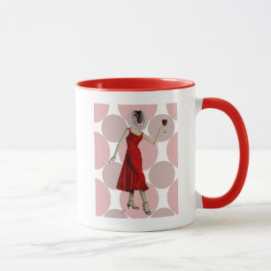 Tasse Singe dans la robe rouge avec du vin