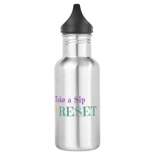 Tasse "Sip & Reset" - Motivierend Karo Edelstahlflasche (Links)