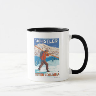 Tasse Skier transportant des skis de neige - Whistler, C