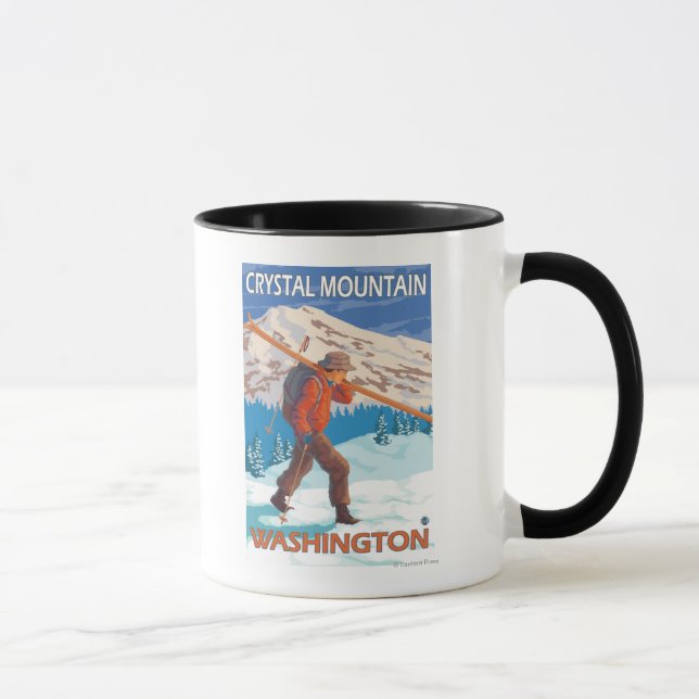 Tasse Skier transportant ski de neige - Crystal Mountain (Droite)