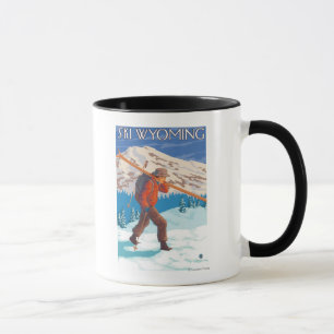 Tasse Skier transportant ski de neige - Wyoming