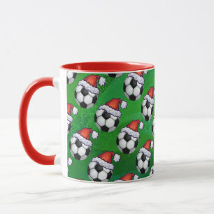 Tasse Soccer Ball Santa Hat Motif sur Vert