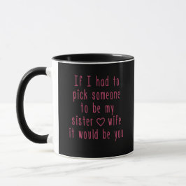 Tasse Soeur romantique noire d'amour de citation rose et