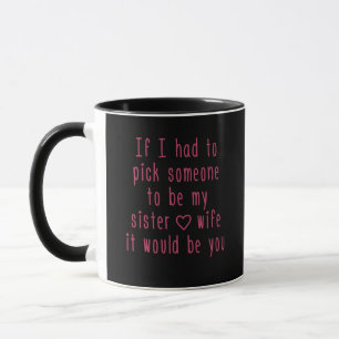 Tasse Soeur romantique noire d'amour de citation rose et