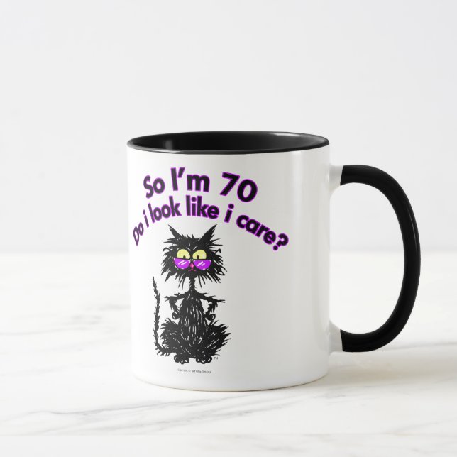Tasse soixante-dixième Cadeaux de chat d'anniversaire (Droite)