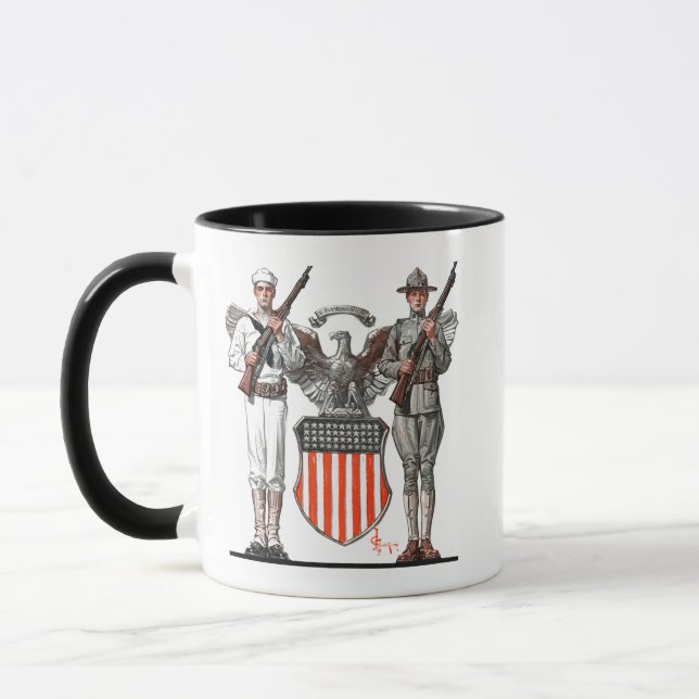 Tasse Soldat, marin et bouclier des États-Unis (Gauche)