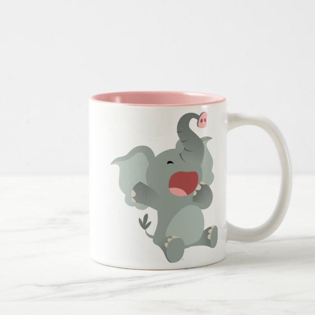 Tasse somnolente mignonne d'éléphant de bande (Droit)