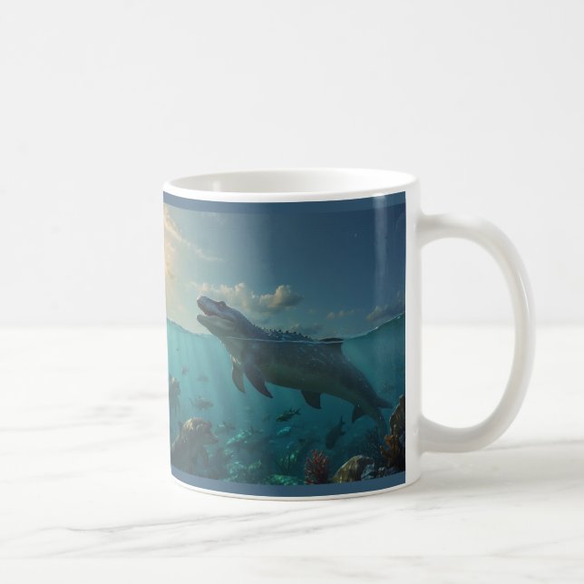 Tasse "Sonnenbademosasaurs" (Dinosaurier Art) (Rechts)