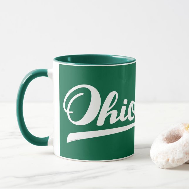 Tasse Souvenir de vert de manuscrit de l'Ohio (Avec donut)