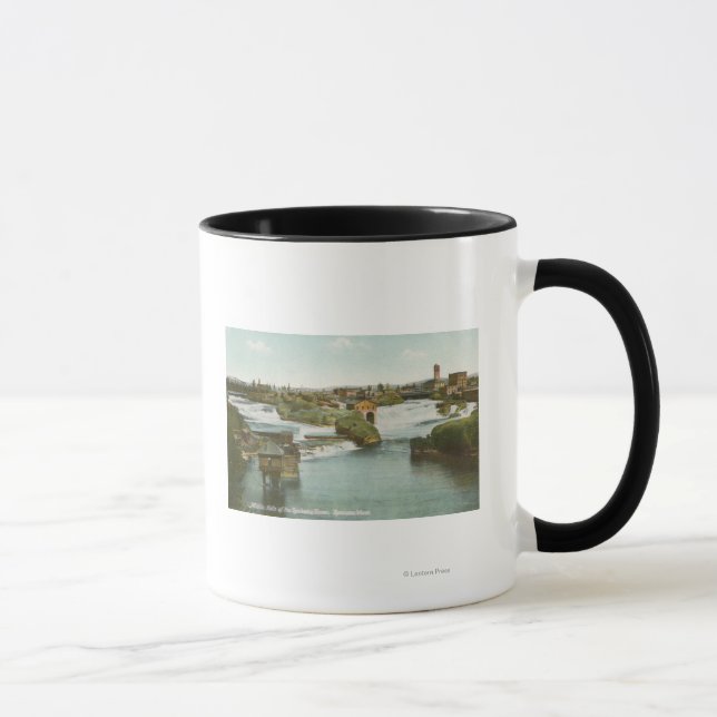 Tasse Spokane, WA - Vue de Middle Falls & River (Droite)