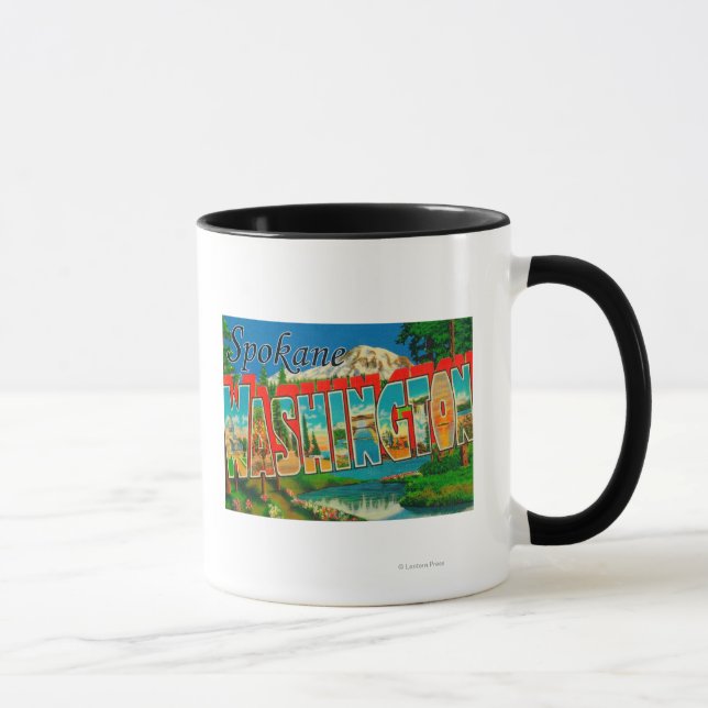 Tasse Spokane, Washington - Scènes de grandes lettres (Droite)