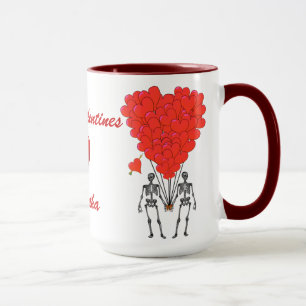 Tasse Squelettes gothiques amusants & coeur d'amour Vale