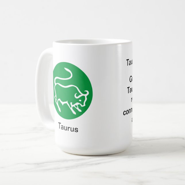 Tasse - Sternzeichenfarbe für Stier (Vorderseite Links)