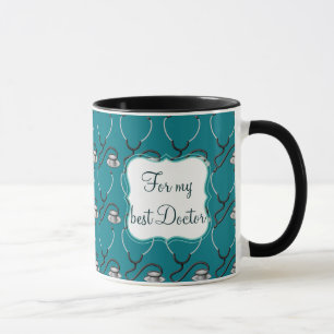 Tasse Stéthoscope amusant pour médecin sur vert turquois