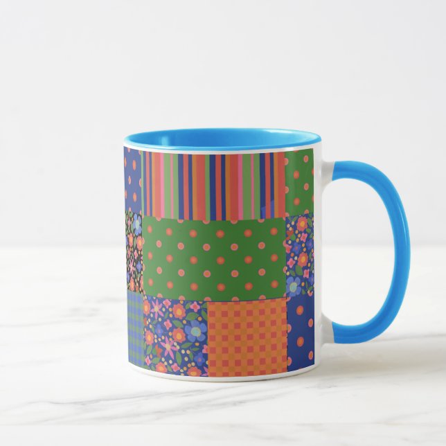 Tasse Style Art populaire Faux Patchwork Ringer Coffee M (Droite)
