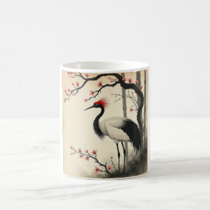 Tasse Sumi-E Grue à Couronne Rouge