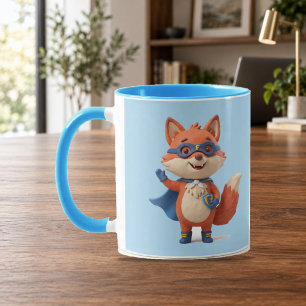Tasse Super Renard Héros Combo Bleu Clair