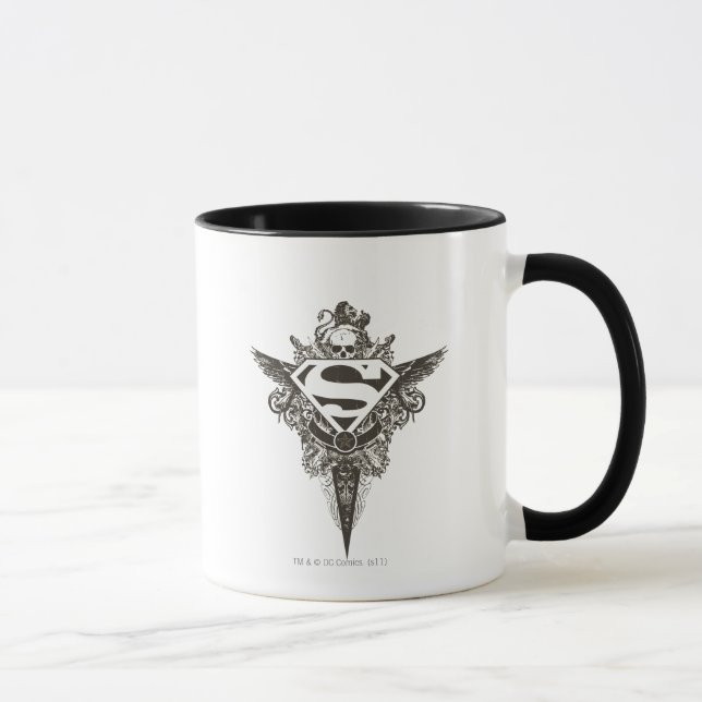 Tasse Superman Stylisé | Logo blanc étoile et crâne (Droite)