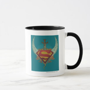 Tasse Superman Stylisé   Logo de l'Arrière - plan Turquo