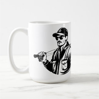 Tasse SVG pêcheur de bass personnalisé et canne