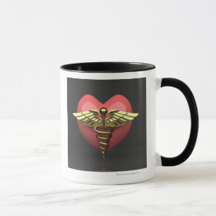 Tasse Symbole de coeur avec le symbole médical (caducé